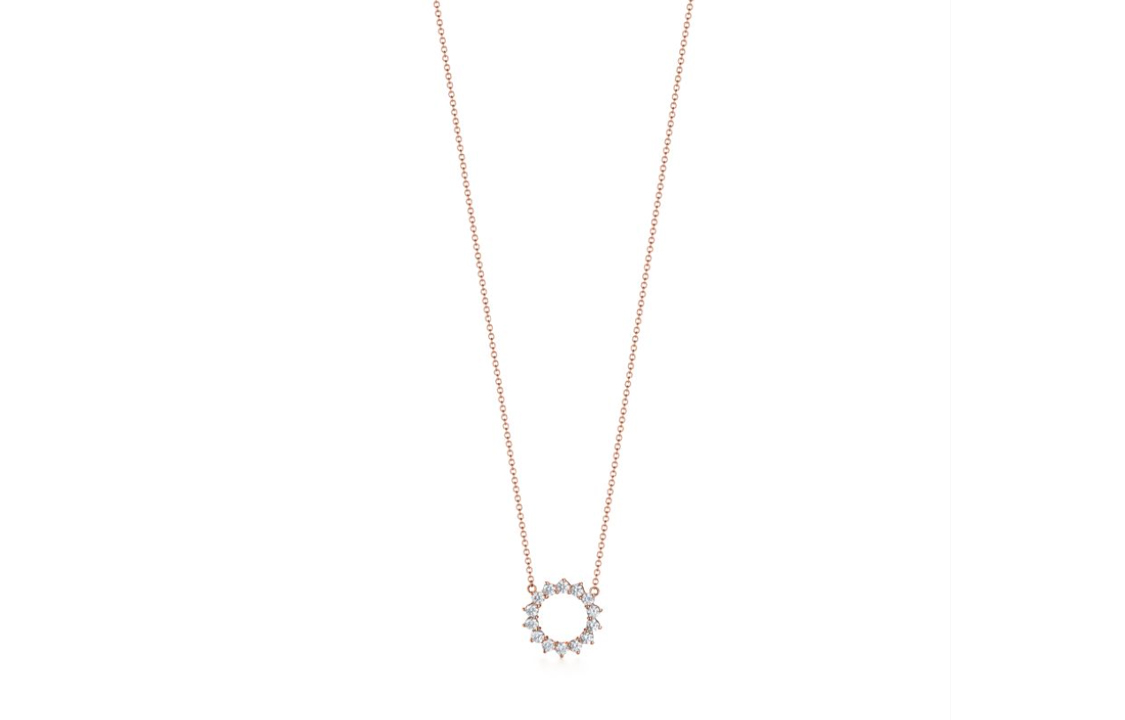 (Women) Tiffany & Co. Rose Gold Round Diamond Necklace (0.23 Carat) for Women GRP11471