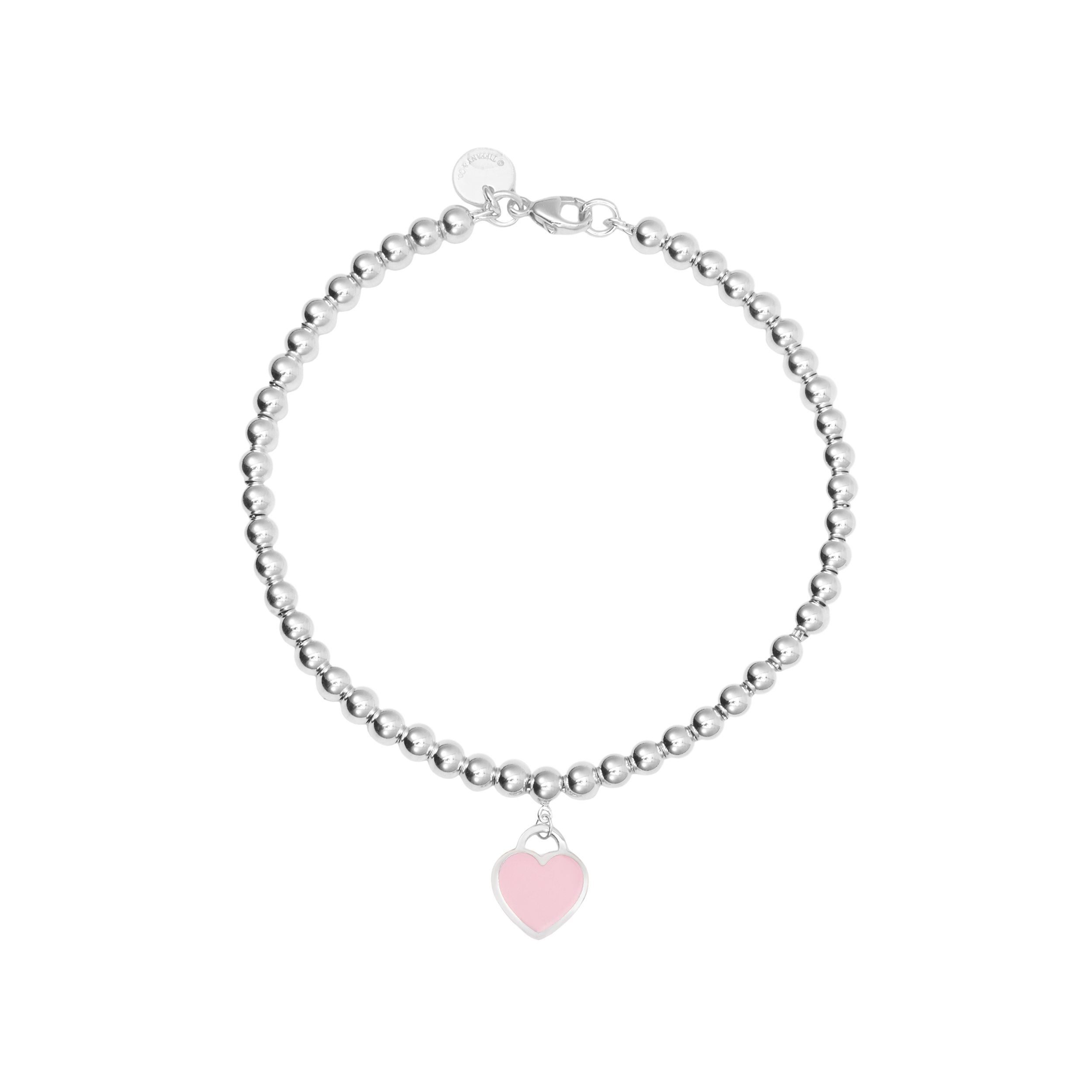 (Women) TIFFANY & CO. Silver Bracelet, 4mm Pink Enamel Beads, 925 Silver for Women. 30978811