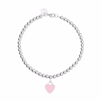 (Women) TIFFANY & CO. Silver Bracelet, 4mm Pink Enamel Beads, 925 Silver for Women. 30978811