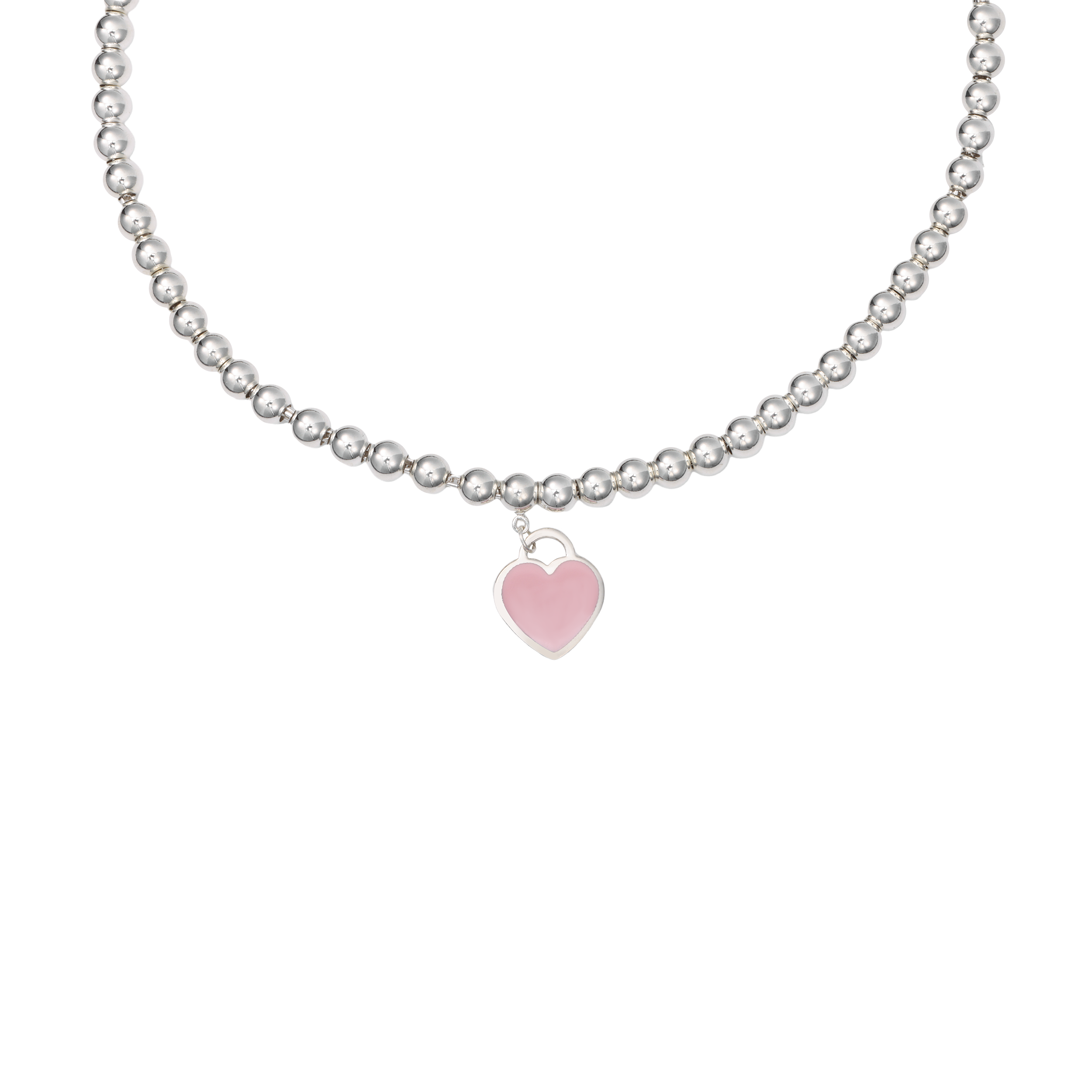 Lookbook (W) 蒂芙尼银手链，4毫米粉色搪瓷珠，925银女士款 30978811