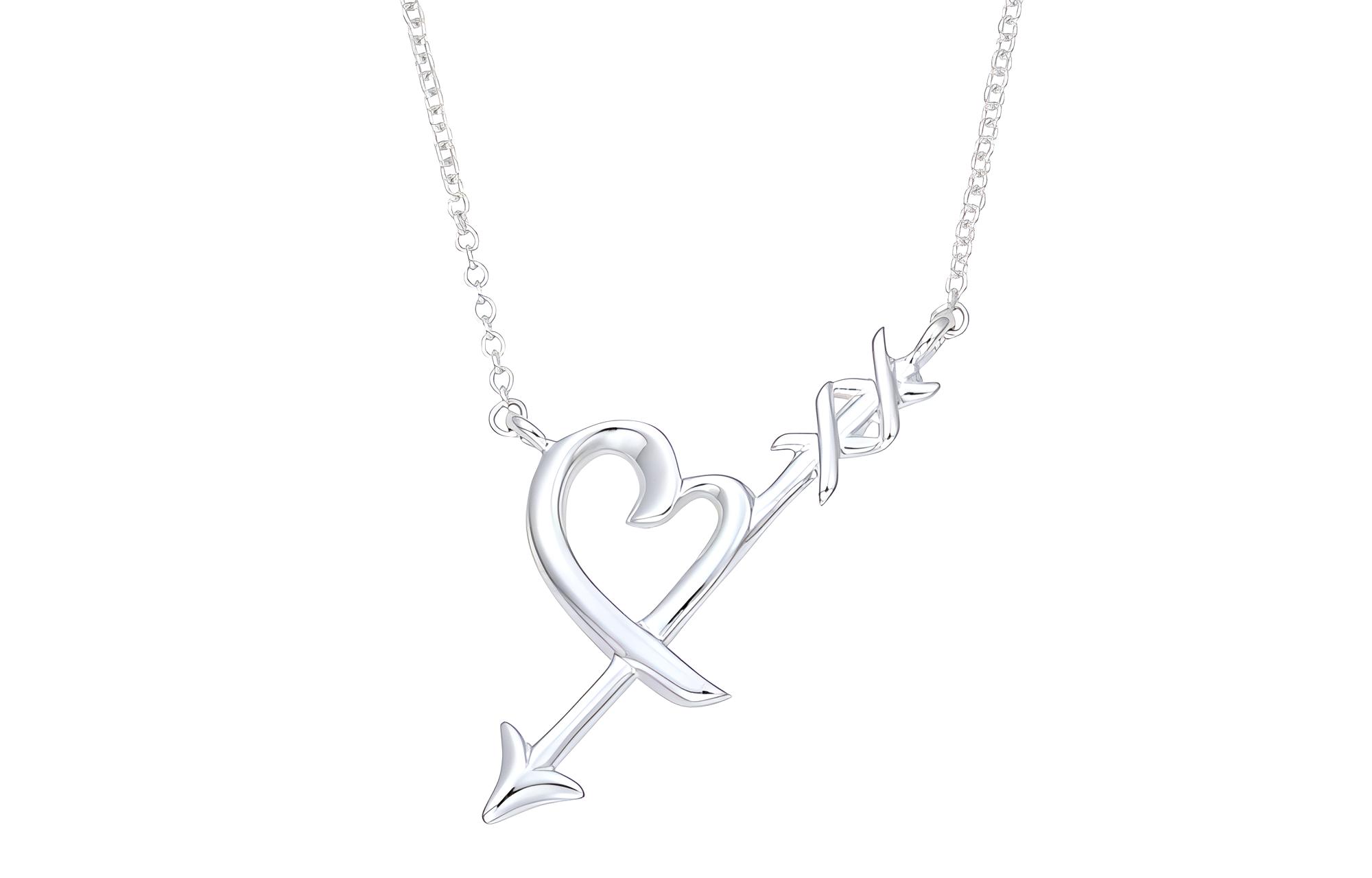 (Women) Tiffany & Co. Silver Heart Arrow Pendant Necklace for Women - 925 Silver. 36343206