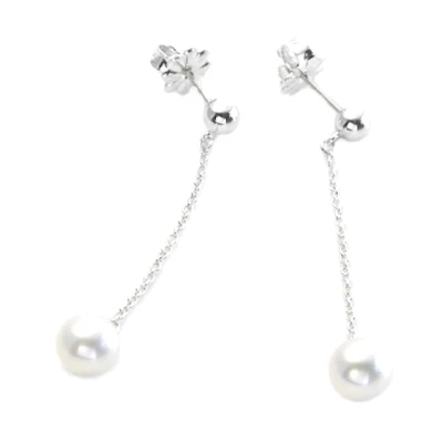 (Women) TIFFANY & CO. Simple Pearl Pendant 925 Silver Earrings for Women - Silver. 31153158