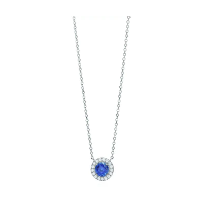 (Women) TIFFANY & CO. Soleste Platinum Sapphire Diamond Necklace for Women - Silver. GRP10199