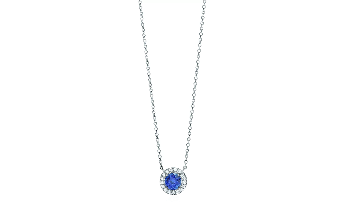 (Women) TIFFANY & CO. Soleste Platinum Sapphire Diamond Necklace for Women - Silver. GRP10199 圖 2