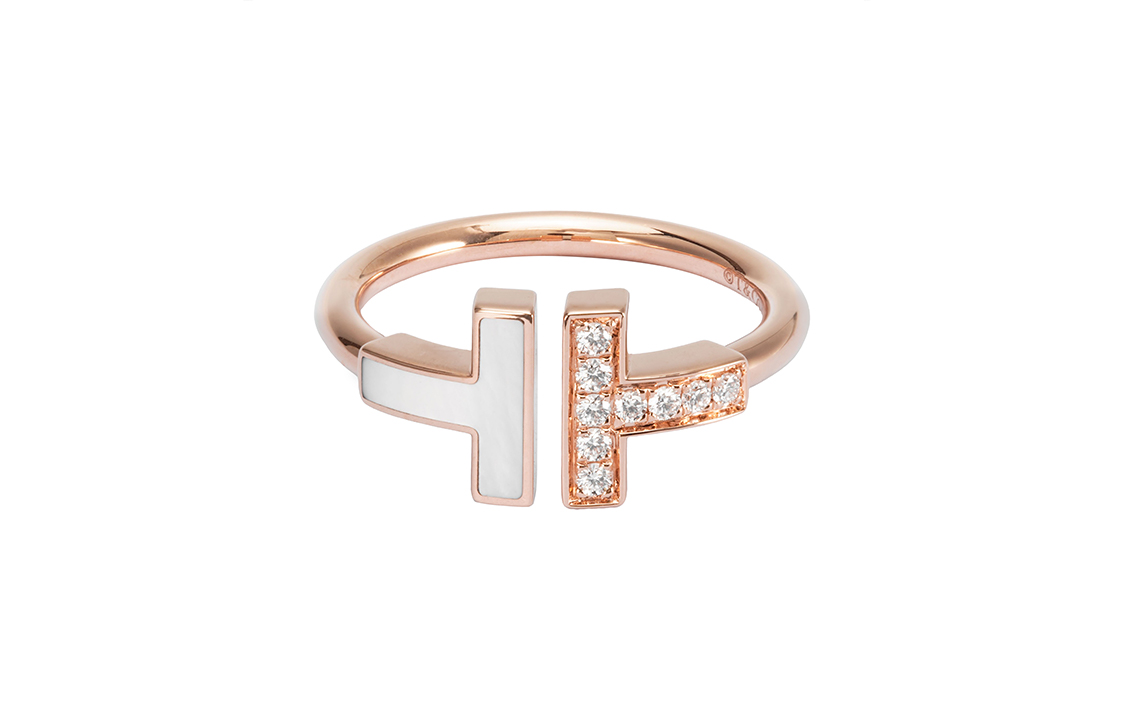 (Women) TIFFANY & CO. T-Series 18K Rose Gold Mother of Pearl  Ring GRP11097