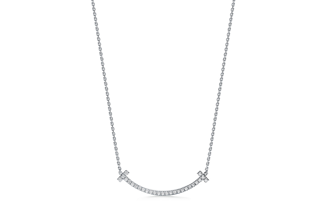 (Women) Tiffany & Co. T-Series 18K White Gold Diamond Smile Necklace Medium . 67513312