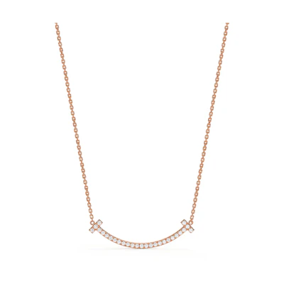 (Women) Tiffany & Co. T-Series Diamond Letter 18K Rose Gold Necklace for Women. 67513282