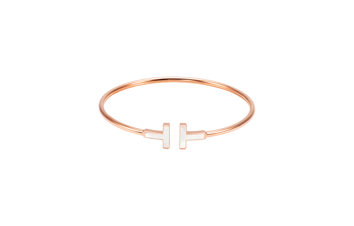 (Women) Tiffany & Co. T-Series Rose Gold Mother of Pearl Adjustable Open Bangle Bracelet GRP11102 圖 2