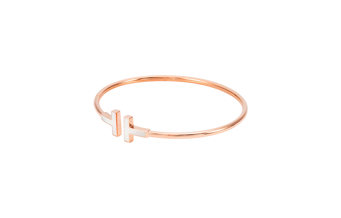 (Women) Tiffany & Co. T-Series Rose Gold Mother of Pearl Adjustable Open Bangle Bracelet GRP11102 圖 3