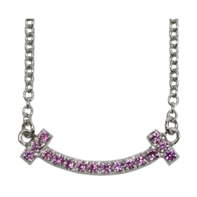(Women) Tiffany & Co. T-Smile Necklace 18K White Gold Pink Fashion Jewelry 69457851