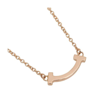 (Women) Tiffany & Co. T Mini Smile Necklace Rose Gold Jewelry. 62617748