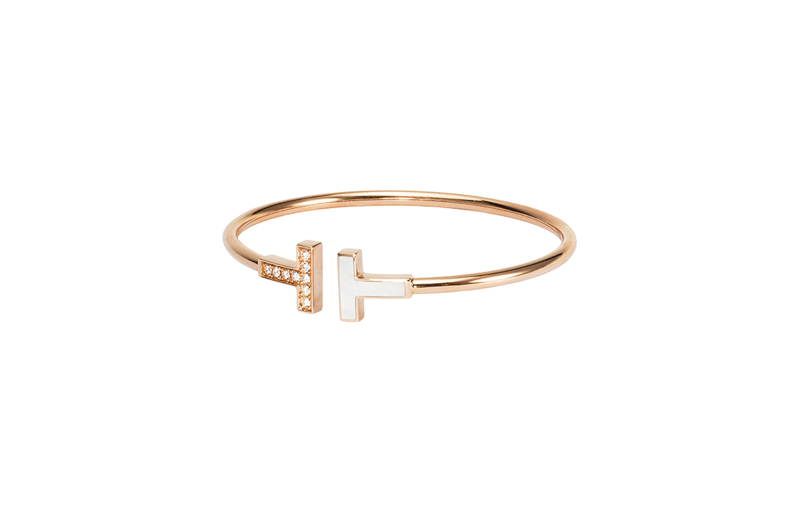 (Women) Tiffany & Co. T Series 18K Rose Gold Bracelet with Diamond & Mother of Pearl. GRP11104