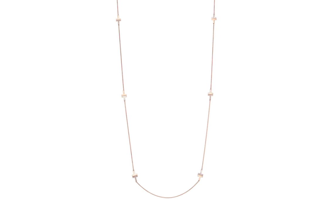(Women) TIFFANY & CO. T Series 18K Rose Gold Cross Necklace for Women - Rose Gold 66911950 圖 3