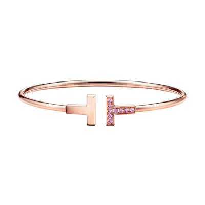 (Women) TIFFANY & CO. T Series 18K Rose Gold Diamond Adjustable Bracelet for Women. GRP12265