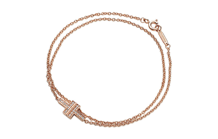 (Women) Tiffany & Co. T Series 18K Rose Gold Diamond Double Chain Bracelet for Women. GRP10624 圖 2