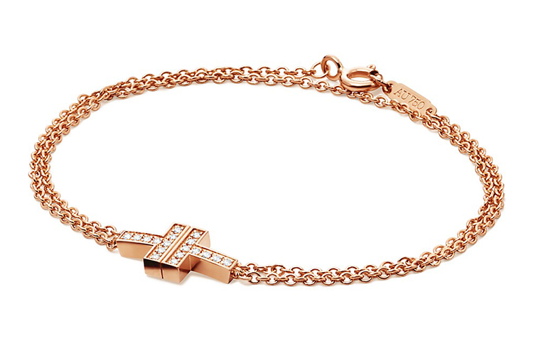 (Women) Tiffany & Co. T Series 18K Rose Gold Diamond Double Chain Bracelet for Women. GRP10624 圖 3