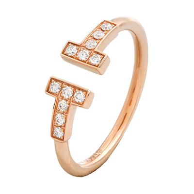 (Women) TIFFANY & CO. T Series Adjustable 18K Rose Gold Diamond Ring for Women. GRP07761