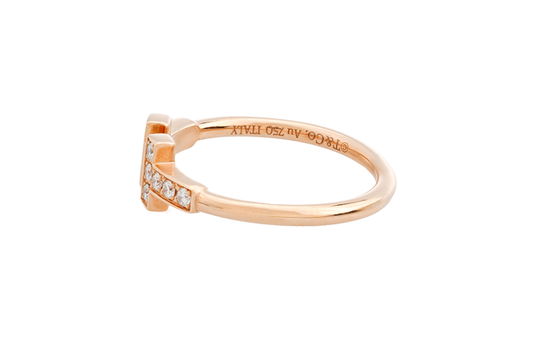 Shop (W) Cincin Wanita TIFFANY & CO. T Series Adjustable 18K Rose Gold Diamond. GRP07761