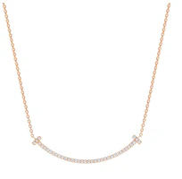(Women) TIFFANY & CO. T Series Classic Smile Pendant 18K Rose Gold Diamond Necklace Women GRP10546 (Women) TIFFANY & CO. T Series Classic Smile Pendant 18K Rose Gold Diamond Necklace Women GRP10546