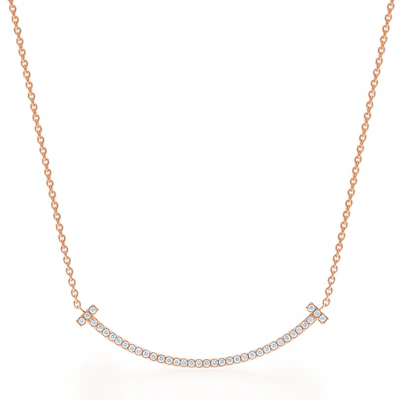 (W) 蒂芙尼T系列经典笑脸吊坠18K玫瑰金钻石项链女款 GRP10546 Order (W) 蒂芙尼T系列经典笑脸吊坠18K玫瑰金钻石项链女款 GRP10546