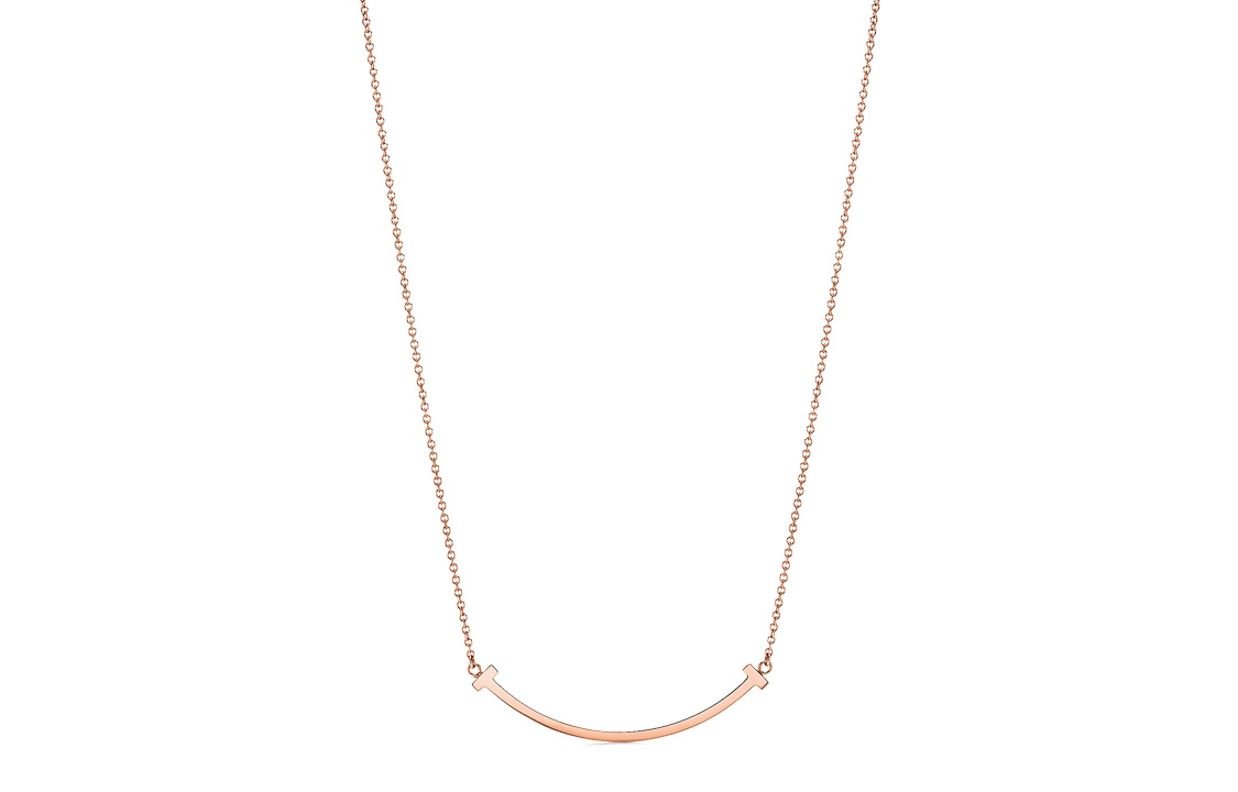 (Women) TIFFANY & CO. T Series Classic Smile Pendant 18K Rose Gold Diamond Necklace Women GRP10546 圖 3