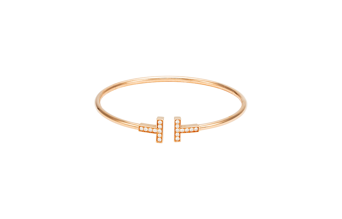 (Women) TIFFANY & CO. T Series Diamond 18K Rose Gold Open Bangle for Women Gold. GRP07785 圖 2