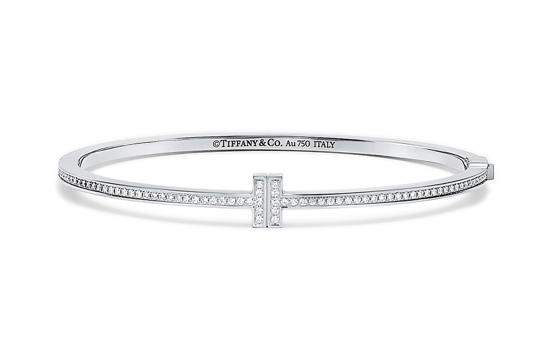 (Women) TIFFANY & CO. T Series Diamond 18K White Gold Hinged Bangle for Women. GRP10622 圖 2