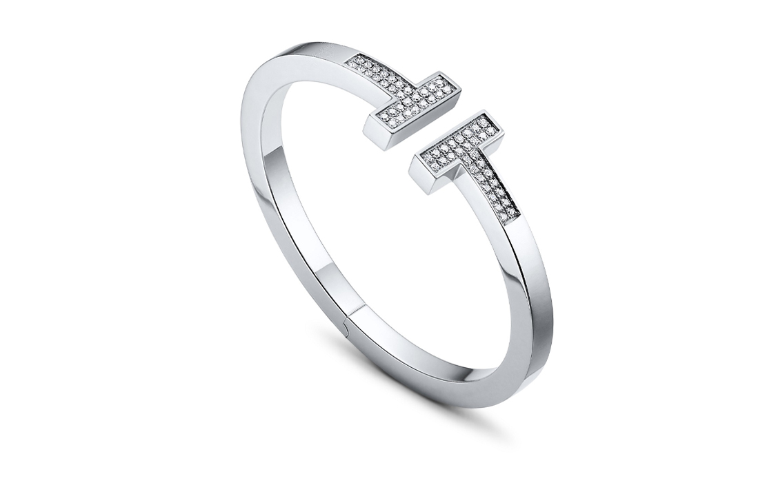 (Women) TIFFANY & CO. T Series Diamond 18K White Gold Square Bracelet for Women. GRP09083 圖 3