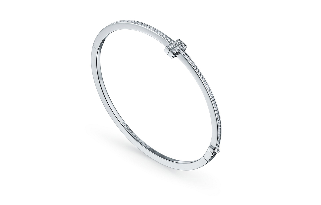 (Women) TIFFANY & CO. T Series Diamond 18K White Gold Hinged Bangle for Women. GRP10622 圖 3