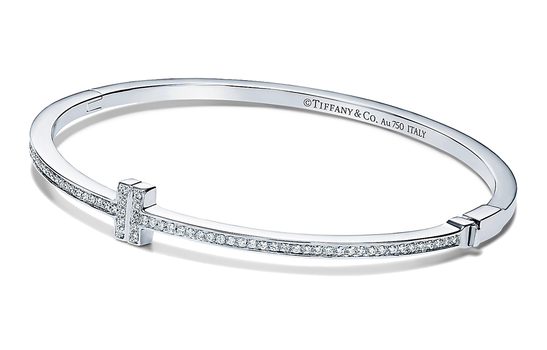 (Women) TIFFANY & CO. T Series Diamond 18K White Gold Hinged Bangle for Women. GRP10622 圖 4