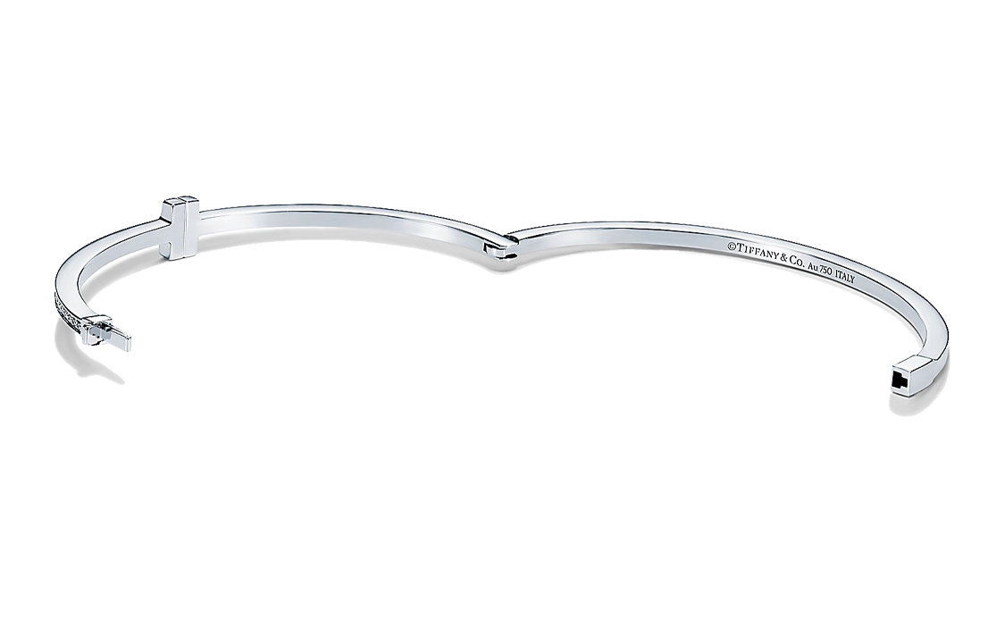 (Women) TIFFANY & CO. T Series Diamond 18K White Gold Hinged Bangle for Women. GRP10622 圖 5