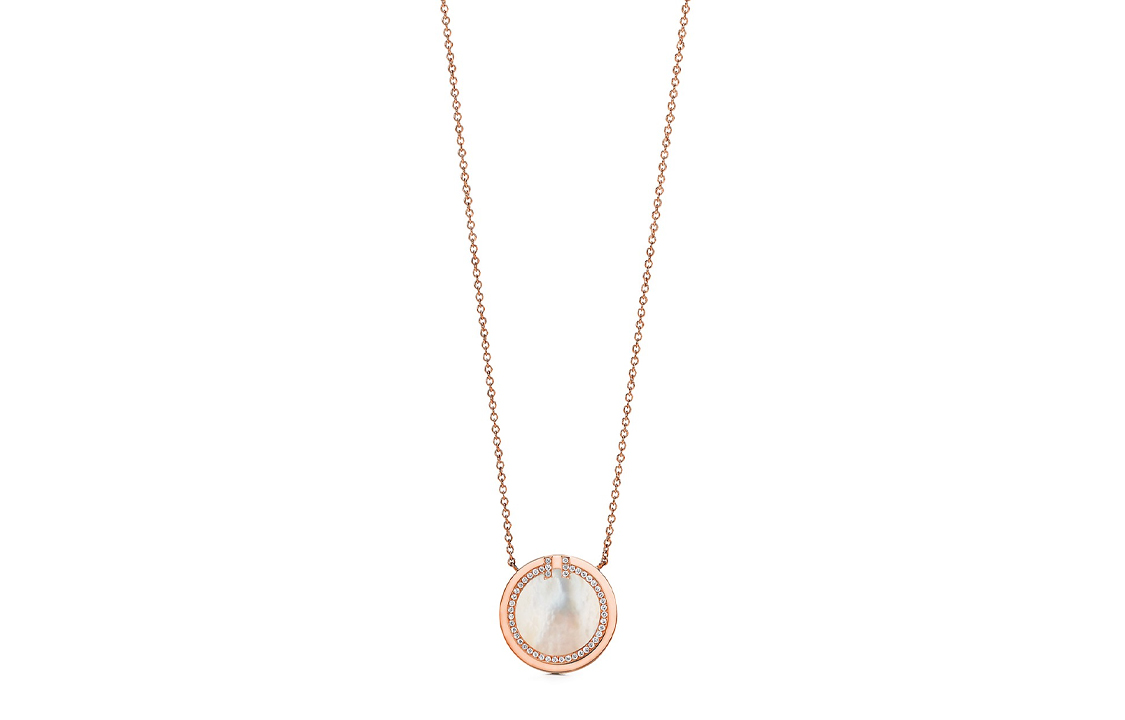 (Women) Tiffany & Co. T Series Diamond & Mother-of-Pearl 18K Rose Gold Necklace Women 64026828