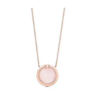 (Women) TIFFANY & CO. T Series Diamond Opal 18K Rose Gold Necklace for Women. 64027115