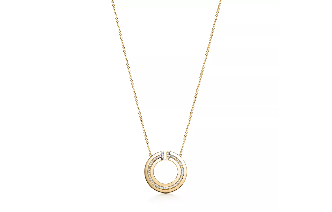 (Women) TIFFANY & CO. T Series Diamond Pendant 18K Gold Necklace for Women Gold 62996064