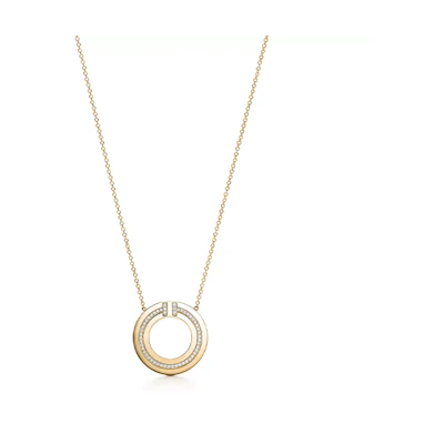 (Women) TIFFANY & CO. T Series Diamond Pendant 18K Gold Necklace for Women Gold 62996064