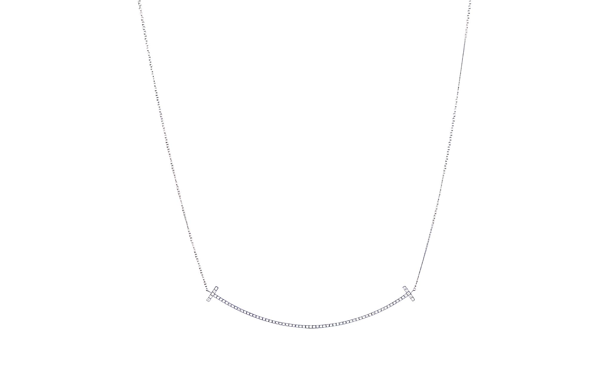 (Women) TIFFANY & CO. T Series Diamond Pendant Necklace Silver for Women. 60011655