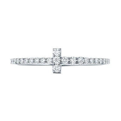 (Women) Tiffany & Co. T Series Full Diamond Cross 18K White Gold Ring for Women. GRP08661