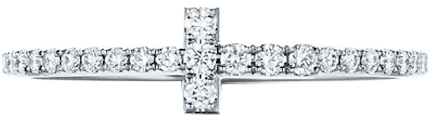 (W) 蒂芙尼T系列全鑽18K白金十字戒指女士戒指 GRP08661 Order (W) 蒂芙尼T系列全鑽18K白金十字戒指女士戒指 GRP08661