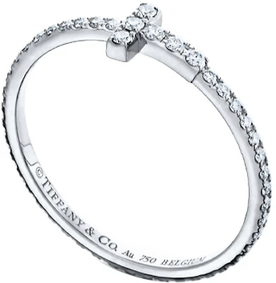 (W) 蒂芙尼T系列全鑽18K白金十字戒指女士戒指 GRP08661 Lookbook (W) 蒂芙尼T系列全鑽18K白金十字戒指女士戒指 GRP08661