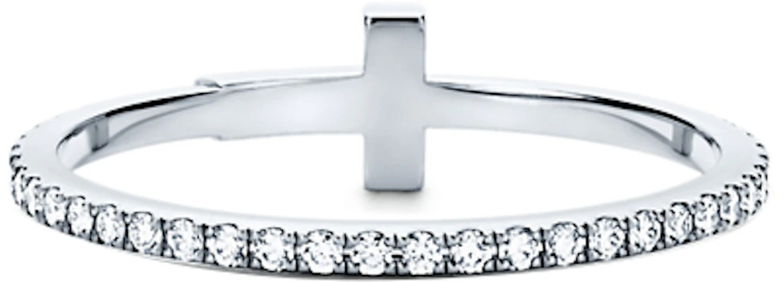 (W) 蒂芙尼T系列全鑽18K白金十字戒指女士戒指 GRP08661 Shop (W) 蒂芙尼T系列全鑽18K白金十字戒指女士戒指 GRP08661