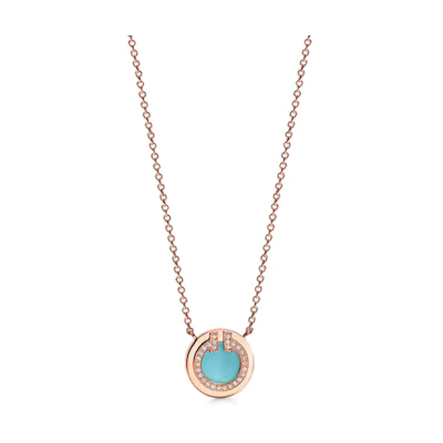 (Women) TIFFANY & CO. T Series Round 18K Rose Gold Necklace for Women - Gold. 67520572