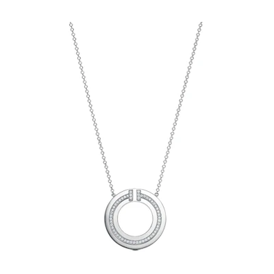 (Women) TIFFANY & CO. T Series Round 18K White Gold Pendant Necklace for Women. 62996110