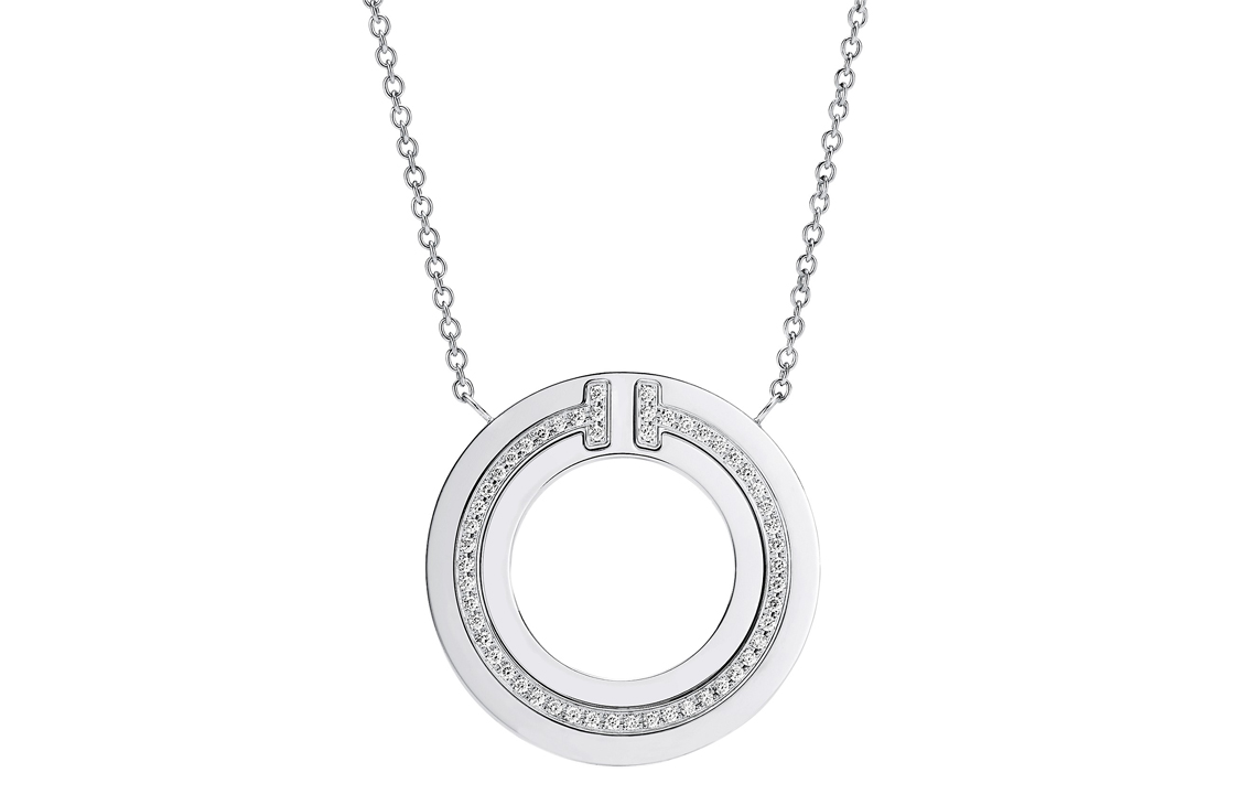 (Women) TIFFANY & CO. T Series Round 18K White Gold Pendant Necklace for Women. 62996110 圖 2