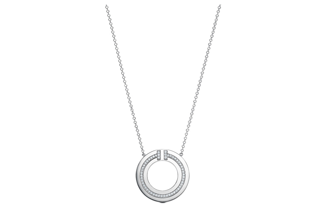 (Women) TIFFANY & CO. T Series Round 18K White Gold Pendant Necklace for Women. 62996110 圖 3