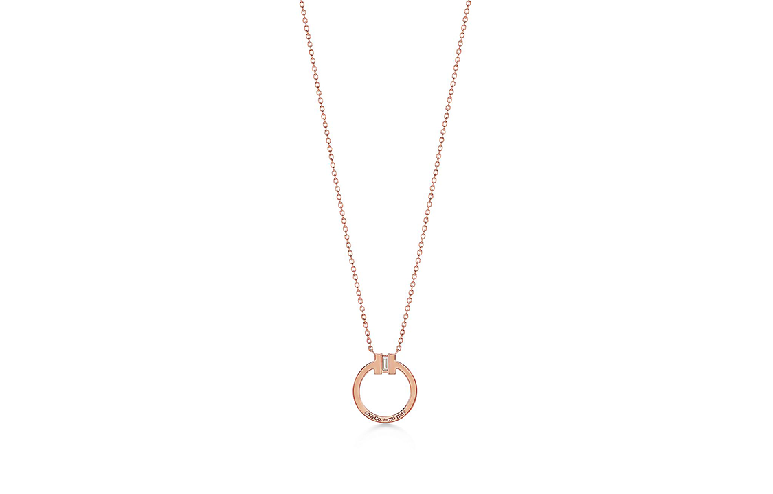 (Women) TIFFANY & CO. T Series Round Pendant 18K Rose Gold Necklace with Diamonds for Women 63843091 圖 3
