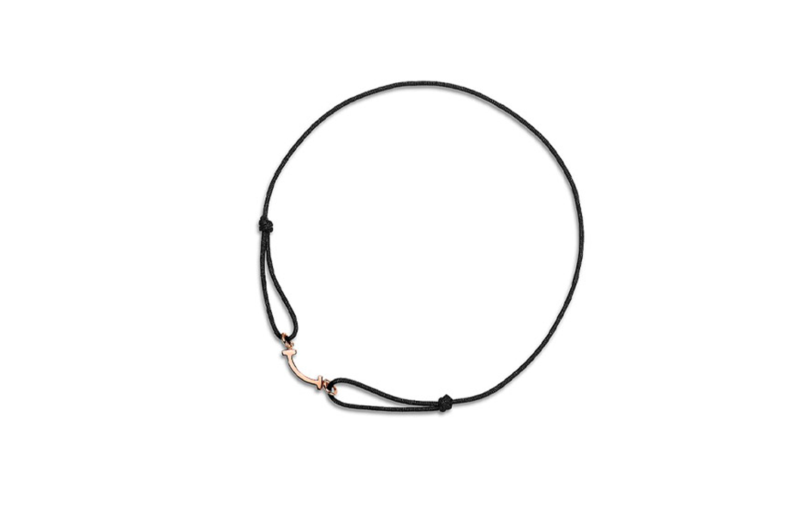 (Women) TIFFANY & CO. T Series Smile 18K Rose Gold Black Bracelet for Women. 71393968