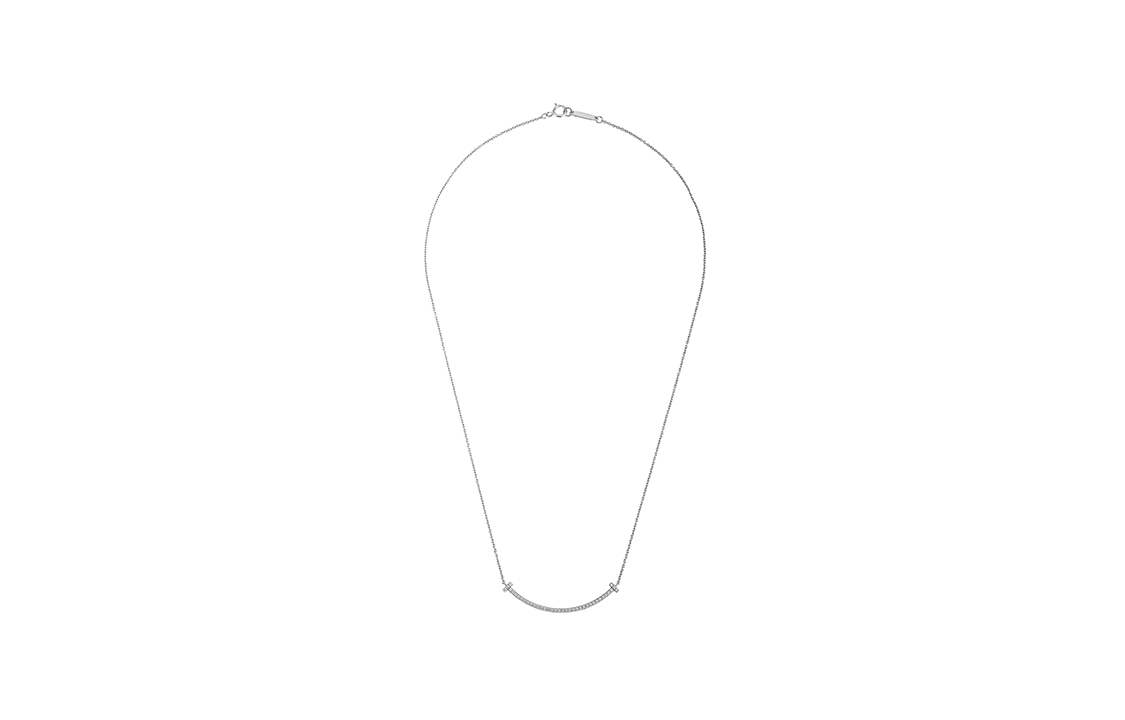 (Women) TIFFANY & CO. T Series Smile 18K White Gold Diamond Necklace Silver GRP10547 圖 3