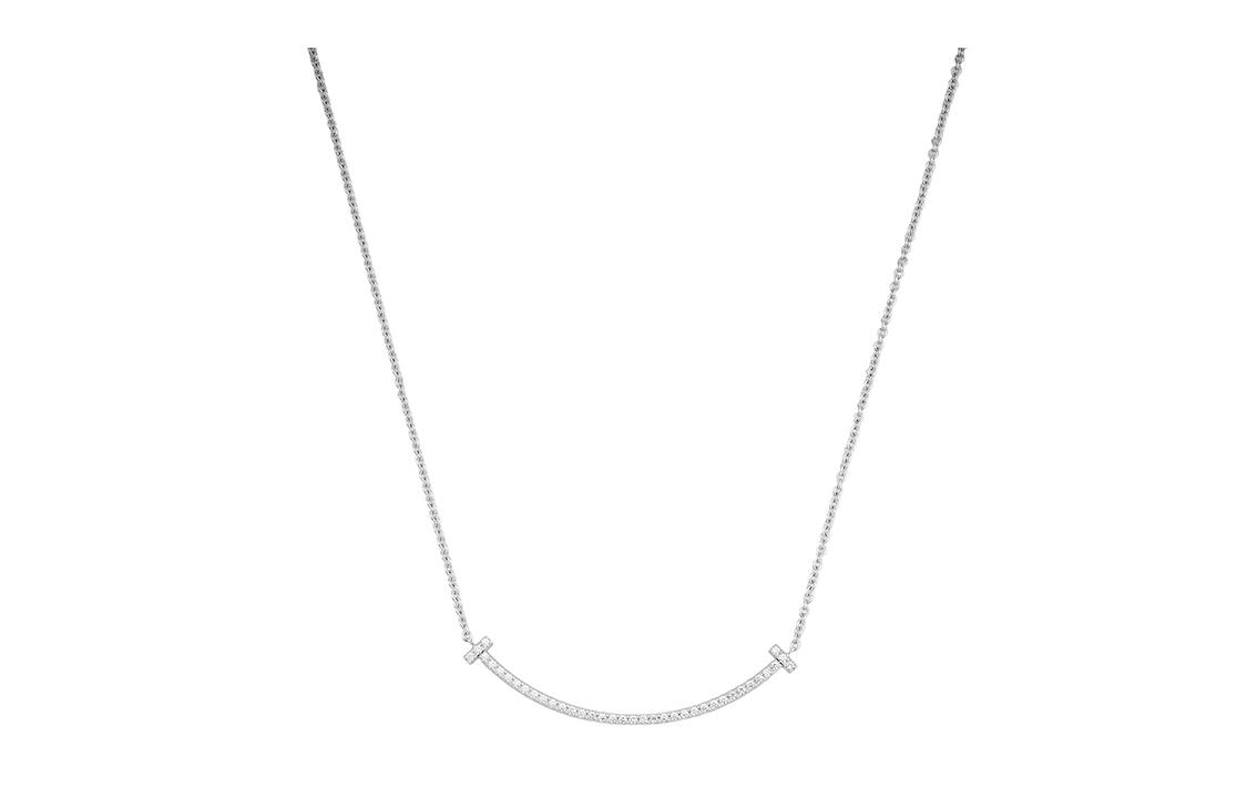 (Women) TIFFANY & CO. T Series Smile 18K White Gold Diamond Necklace Silver GRP10547 圖 5
