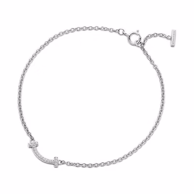 (Women) TIFFANY & CO. T Series Smile Platinum Diamond Bracelet for Women. GRP10599
