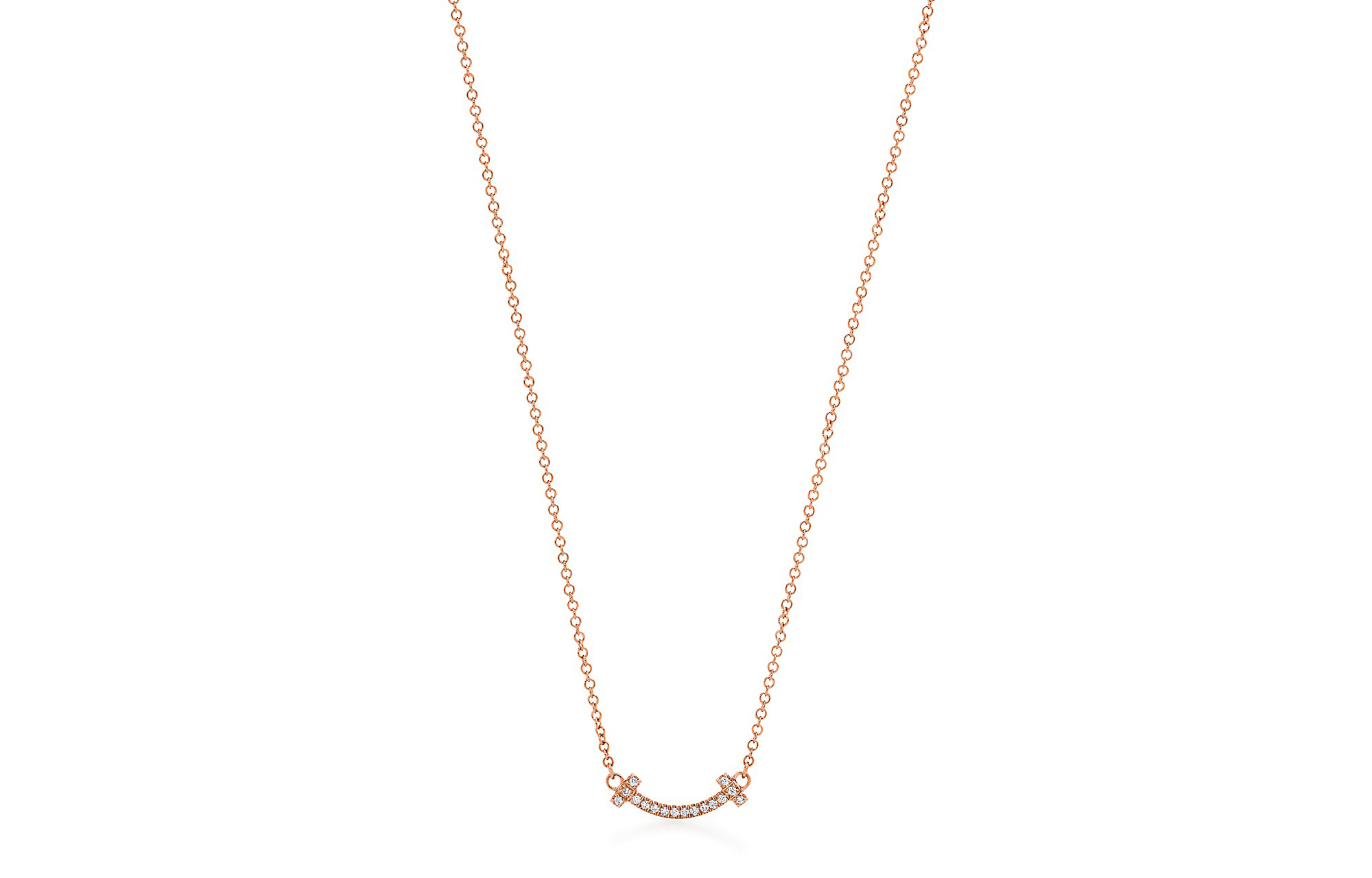 (Women) TIFFANY & CO. T Smile Diamond Pendant 18K Rose Gold Necklace for Women GRP10546,63843385,63104981 圖 2